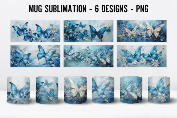 Download Butterfly Blue Coffee Mug Wrap Designs - Mug wrap designs Collection