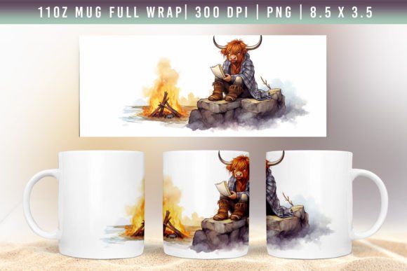 Download 3D Highland Cow Mug Wrap Designs - Mug wrap designs Collection