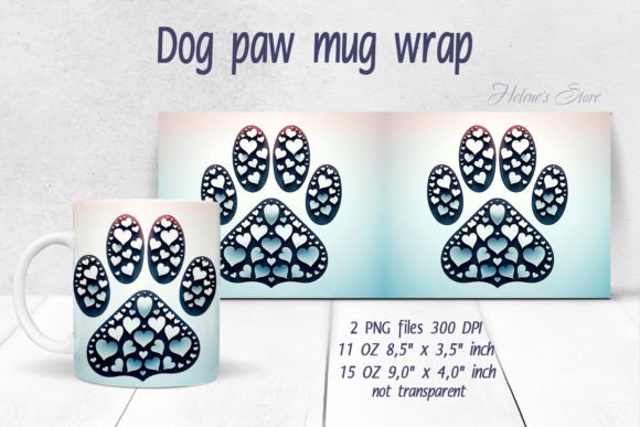 Download Dog Paw Heart Pattern Mug Wrap Designs - Mug wrap designs Collection