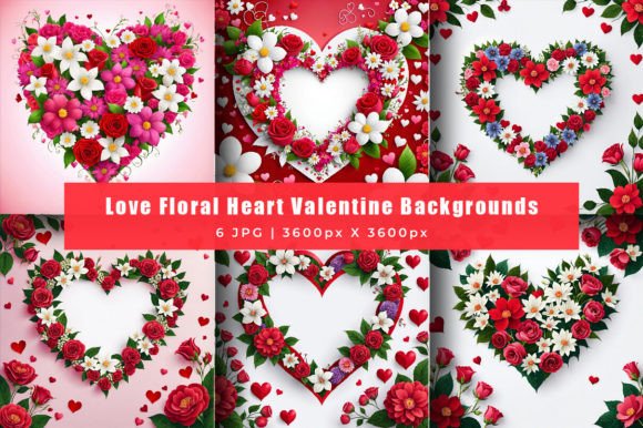 Download Love Floral Heart Valentine Backgrounds - Premium Bundle
