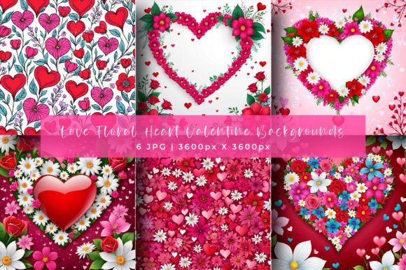 Download Love Floral Heart Valentine Backgrounds - Premium Bundle