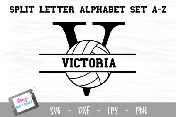 Download Volleyball Monograms -Split Letters a- Z - Volleyball Collection