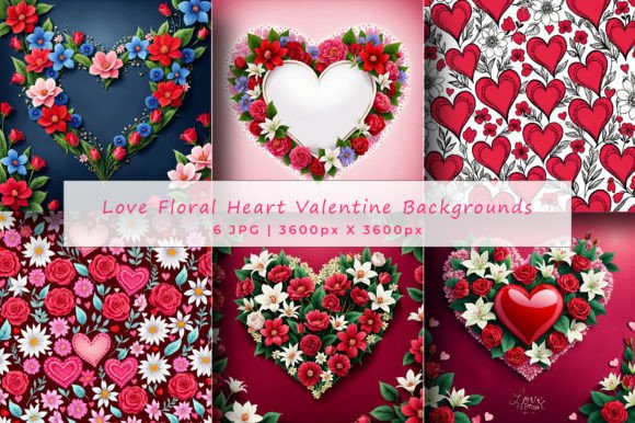 Download Love Floral Heart Valentine Backgrounds - Premium Bundle