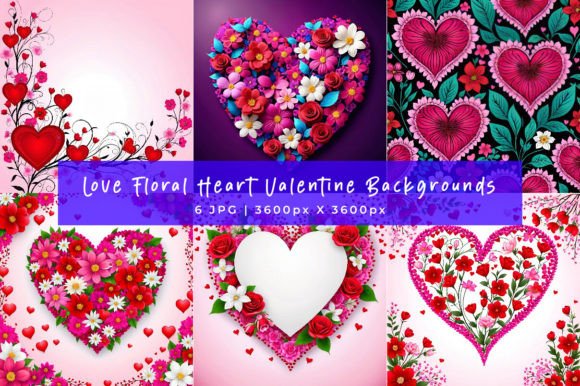 Download Love Floral Heart Valentine Backgrounds - Premium Bundle