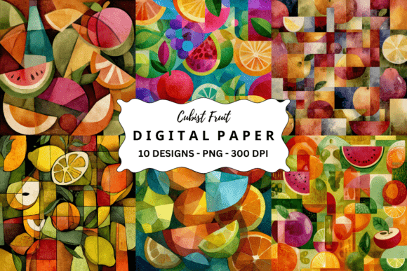 Download Watercolor Cubist Fruit Background - Fruit background Collection